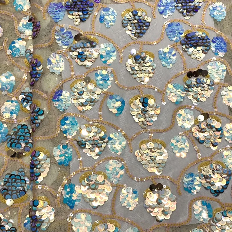 

African Lace Fabric For Dresses 2020 High Quality New Design Colorful Round Sequins Exquisite Fashion Tulle Lace Fabrics