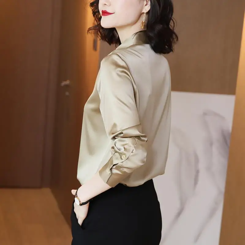 

Satin shirt women's long sleeve new design Chiffon autumn 2020 plus size long sleeve Streetwear Rayon korean
