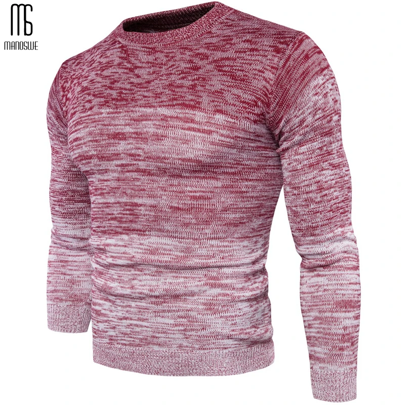 Мужской свитер с длинным рукавом Manoswe теплый пуловер в стиле пэчворк облегающий