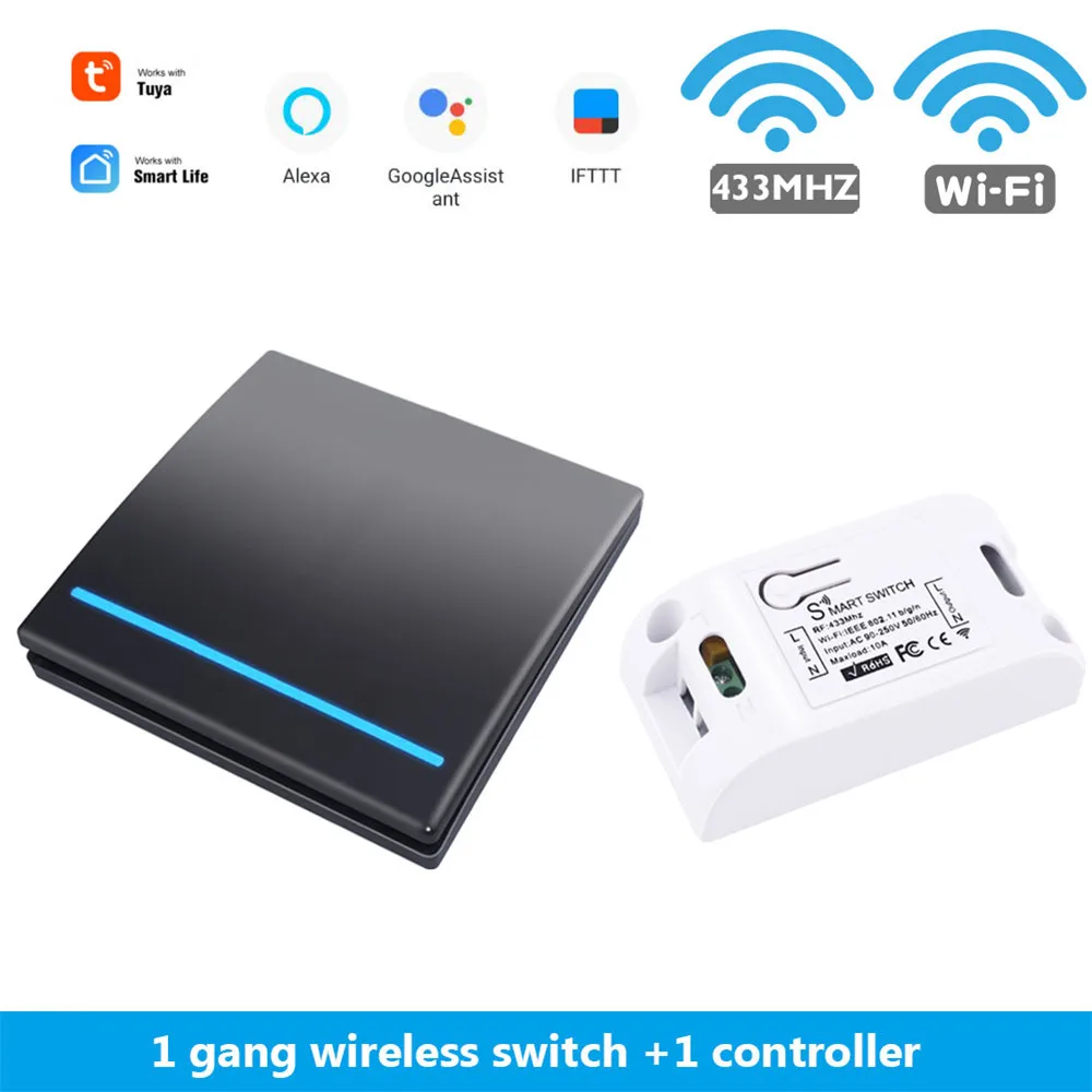 B 1 gang 1 Receiver SMATRUL Tuya Smart Life APP push Wi-Fi переключатель светильник AC 110 В 220 В RF 433 МГц настенный DIY релейный таймер модуль Google Home Amazon Alexa - Цвет: B 1 gang 1 Receiver
