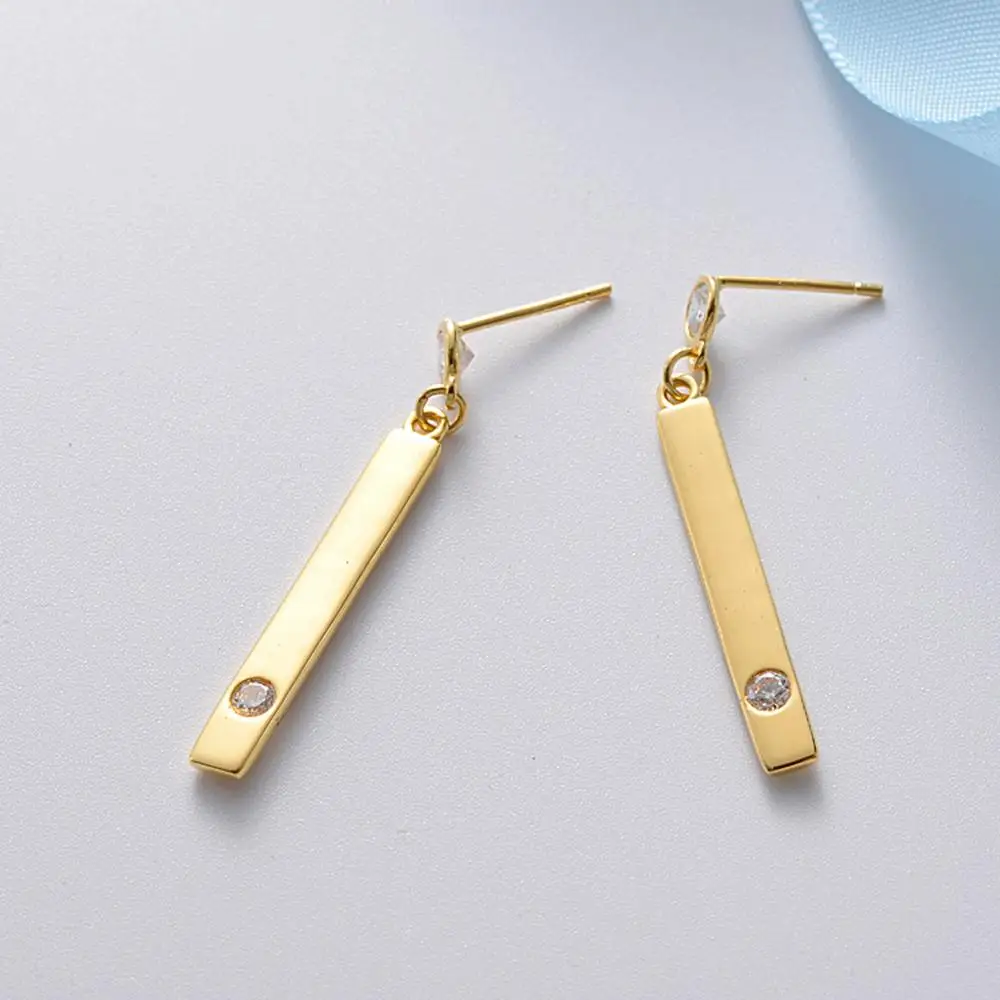 

925 Sterling Silver Jewelry Female Gold Simple Long Drop Earrings for Women 2019 Statement Jewel Christmas Birthday Accessories