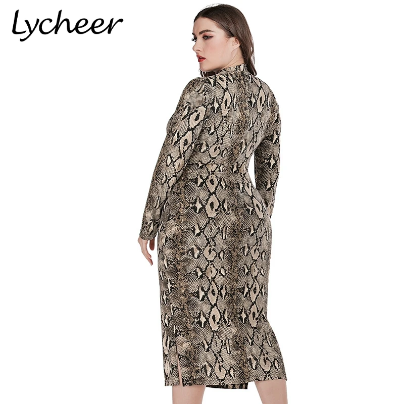 Lycheer/Сексуальное Женское Платье с принтом змеи большие размеры шикарное вечернее