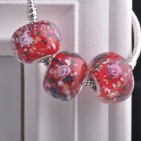 1pc 20x15mm rondelle european charms handmade murano lampwork glass big hole beads for jewelry making bracelet diy
