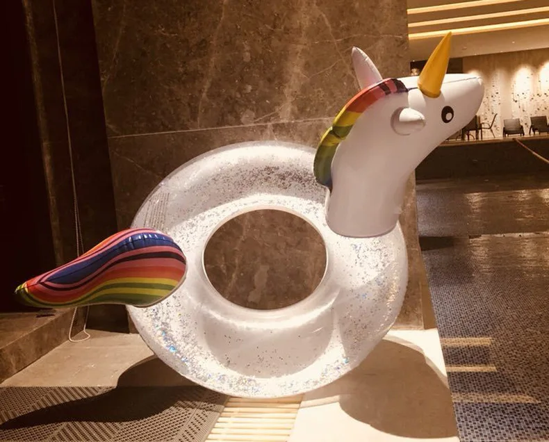 90*120/175*120cm Giant Sparkly Unicorn Inflatable Pool Float Colorful Glitter Swimming Ring For Adult Children Water Party Toy | Спорт и