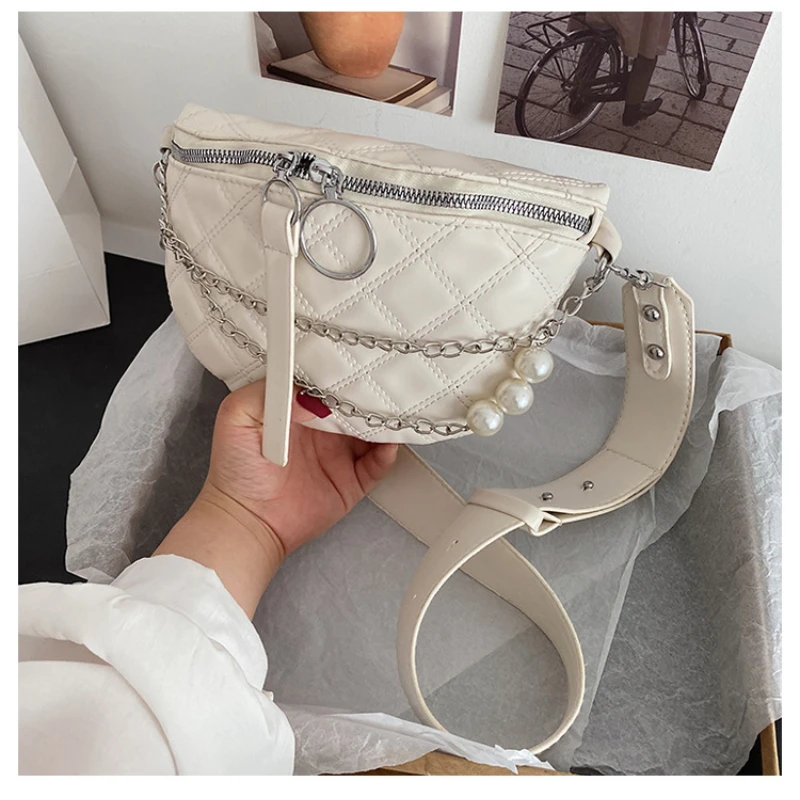 

Small Solid Color Crossbody Bags For Women 2021 New Fashion Pearl Design Summer Shoulder Female Phone Purses Chain Handbags