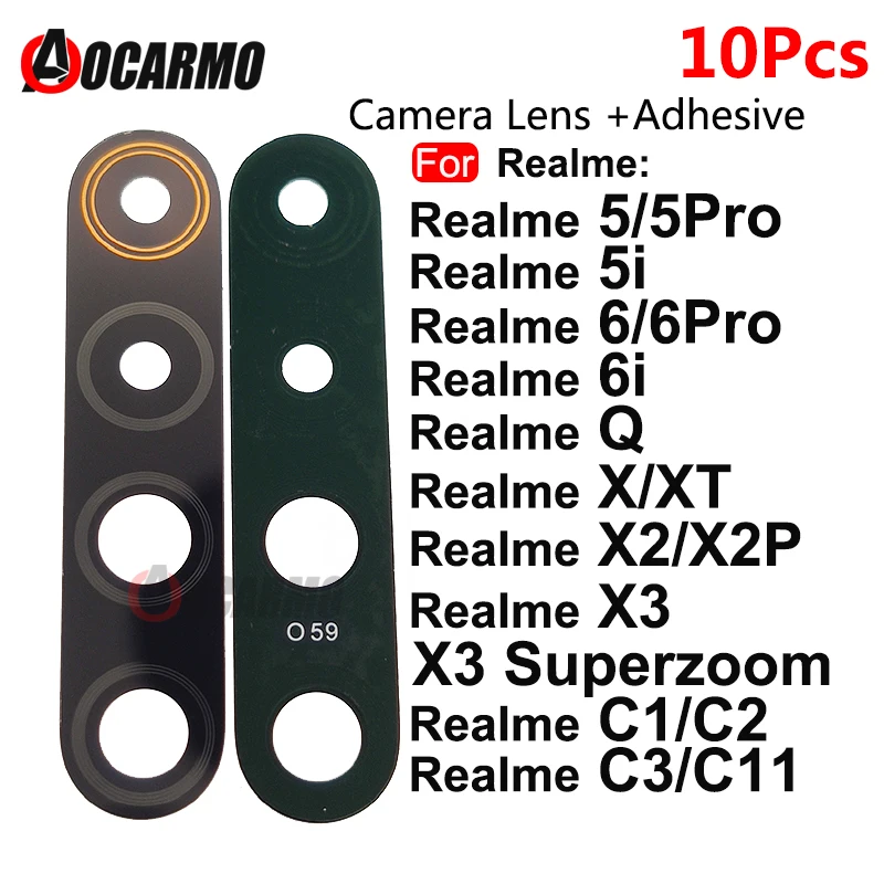 

10Pcs For OPPO Realme 5 6 Pro 5i 6i X X3 Superzoon XT Q Rear Back Camera Lens and Sticker Adhesive For C1 C2 C3 C11 Replacement