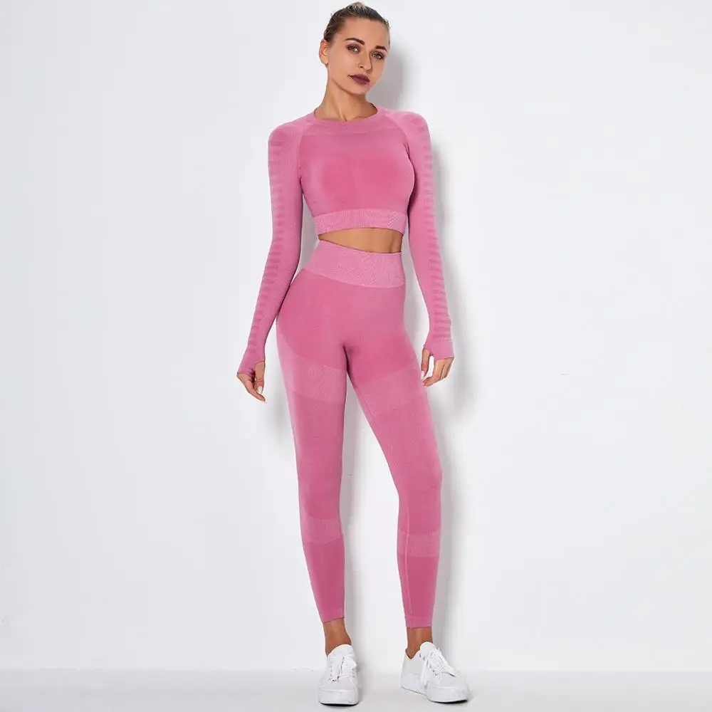 

Yoga Set Gym Clothes for Women Sportswear Crop Top Fitness Leggings Underwear 2 Pieces Set HOT