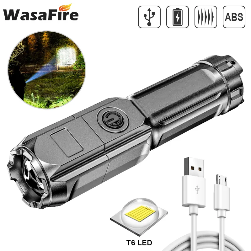 

Ультраяркий фонарик, тактический фонарик с зарядкой от USB, фонарик с зумом, уличный портативный светодиодный ночной фонарик для кемпинга и п...