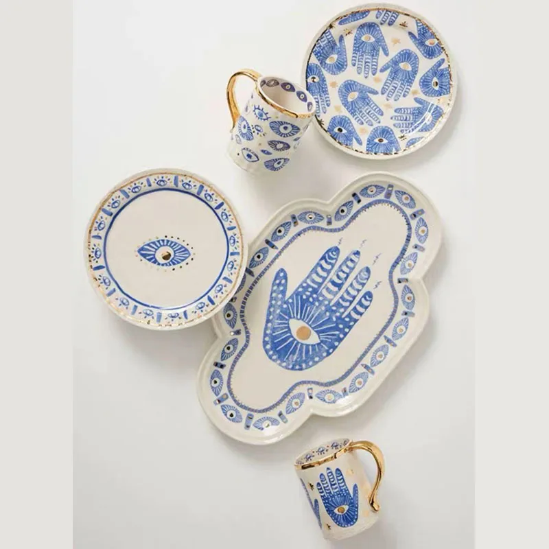 

Creative Handmade Hand Eye Cup Ceramic Coffee Milk Water Mug Home Kitchen Decorative Tableware Plate Personalized Gift