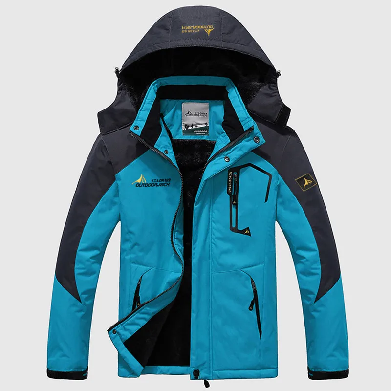 Men Ski Jacket Warm Suit Thermal Skiing Snowboarding Winter Outdoor Coat Fleece Thick Hooded Windproof Size Sports Clothing