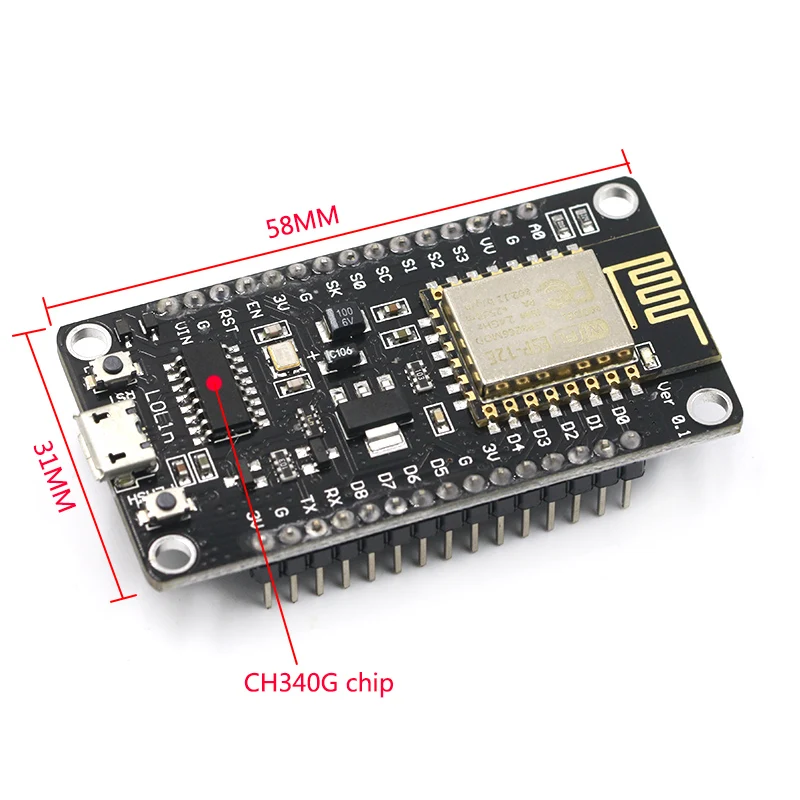 Беспроводной модуль NodeMcu v3 CH340 Lua wifi Интернет вещей макетная плата ESP8266 с pcb антенной и usb портом для Arduino