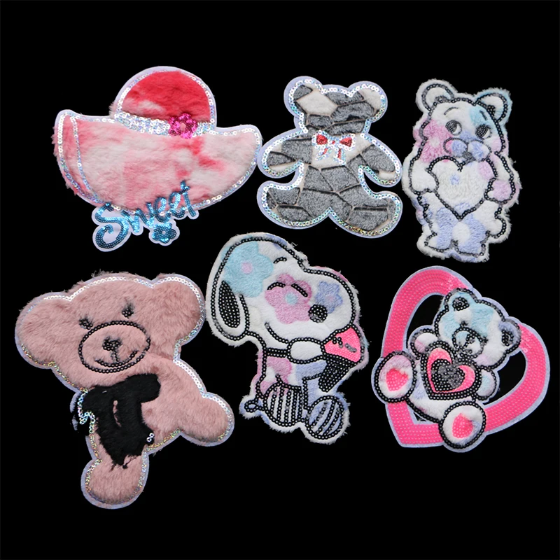 Цветная фланелевая нашивка с изображением милого медведя из черно-белой собаки