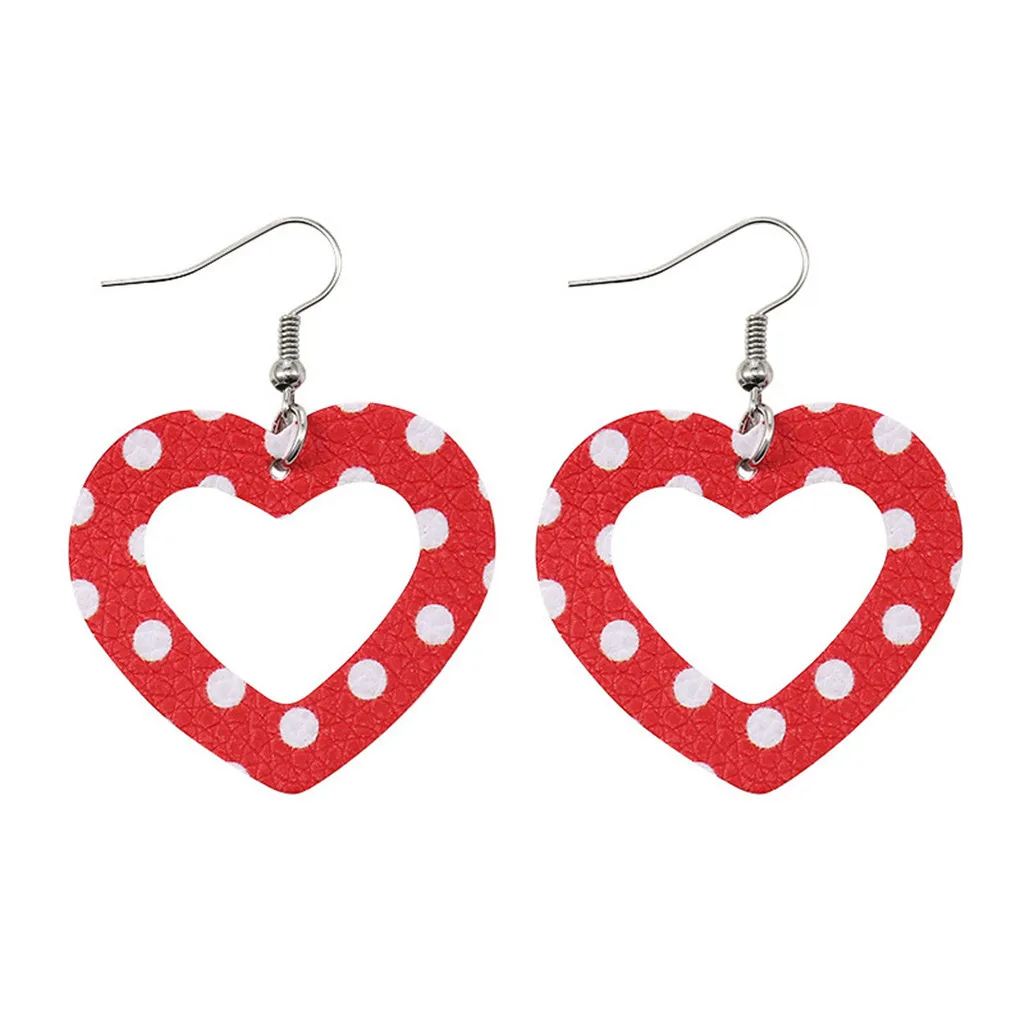Женские серьги из искусственной кожи в горошек с принтом сердца|Серьги-подвески|