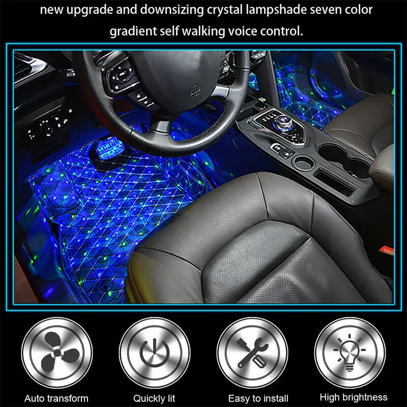 USB автомобильная светодиодная атмосферная лампа Звуковое управление внутреннее