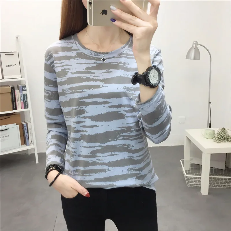 

Long-sleeved women's T-shirt spring and autumn 2021 new Korean loose ins casual printing bottoming shirt top