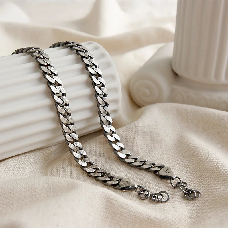 925 Sterling Silver Black Curb Cuban Chain Bracelets for Women Men Unisex Couple Bridesmaids Boho Bracelet Bangle | Украшения и