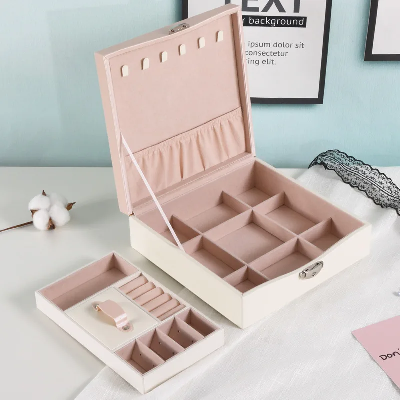 Girl Travel PortableJewelry Storage Box Earrings Nail Ring Necklace Organizer Bracelet Lipstick Cosmetic Makeup Case Accessories