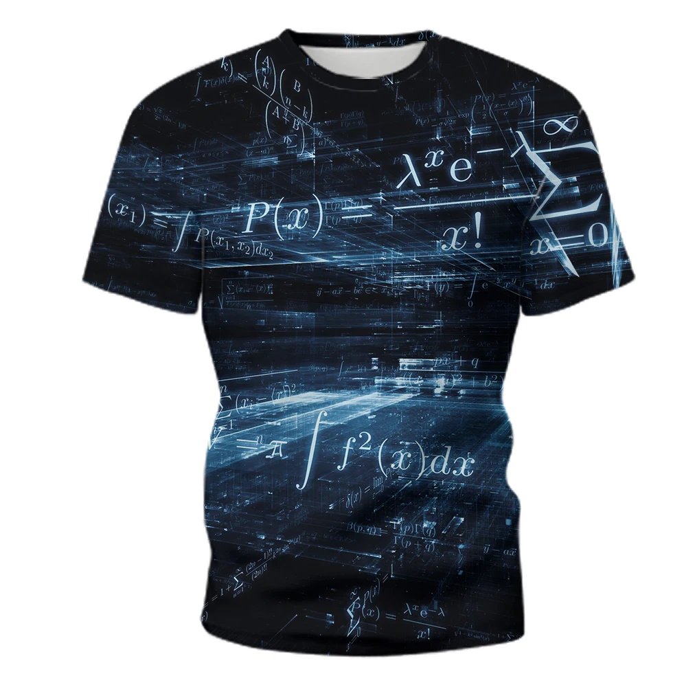 

Summer new men's T-shirt Funny 3D math formula print T-shirt youth children's casual fashion round neck hip-hop short-sleeve