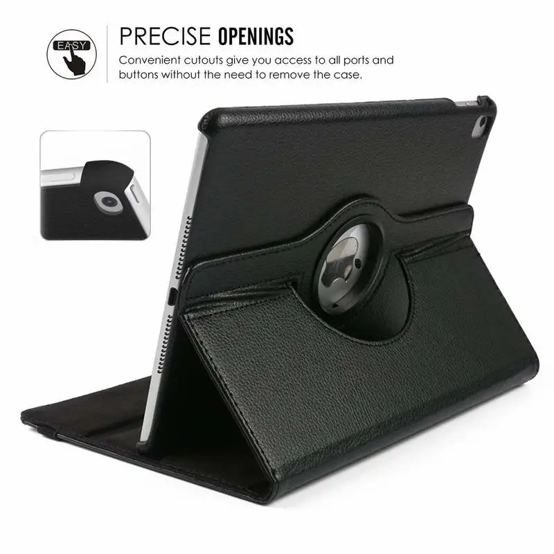 

360 Degrees Rotating Stand Cases Cover for New iPad 2017 Pro 10.5 inch PU Leather Smart Case A1701 A1852 Glass