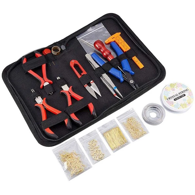 Ювелирные инструменты с плоскогубцами Пинцет бисер Ножи Ножницы Awl набор