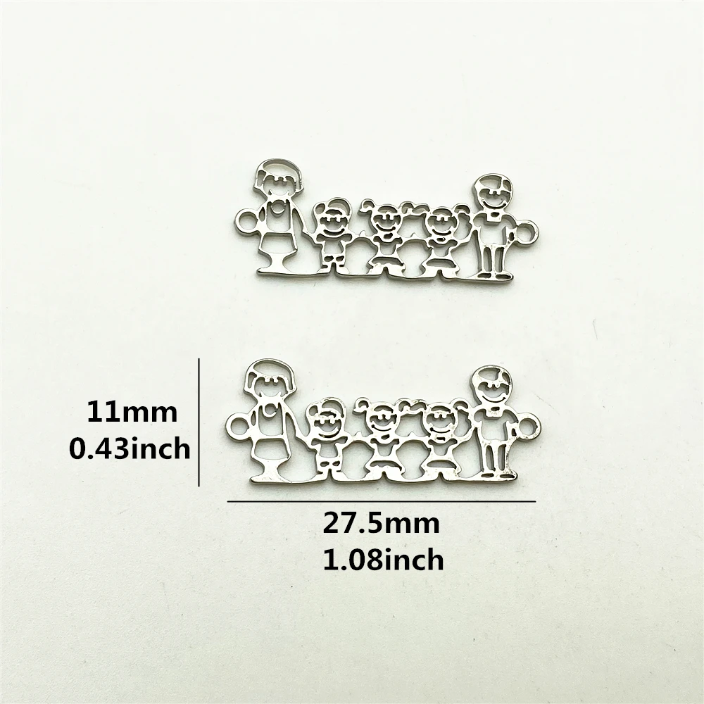 6 шт. 11*27 мм 5 членов Семья браслеты с подвесками из нержавеющей стали никогда не