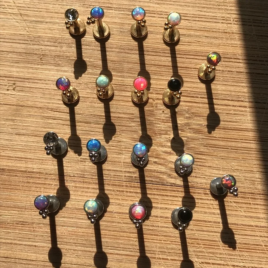 

Daith Piercing Stainless Steel 16G Internal Thread 9 Color Opal Trinity Labret Tragus Helix Conch Cartilage Earring Body Jewelry