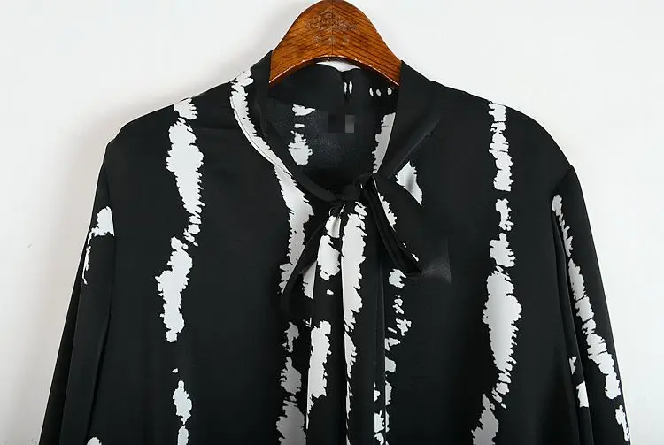 

SuperAen Women Print Casual Bow Neck Blouse Office Lady Long Sleeve Business Shirts Korea Style Tops