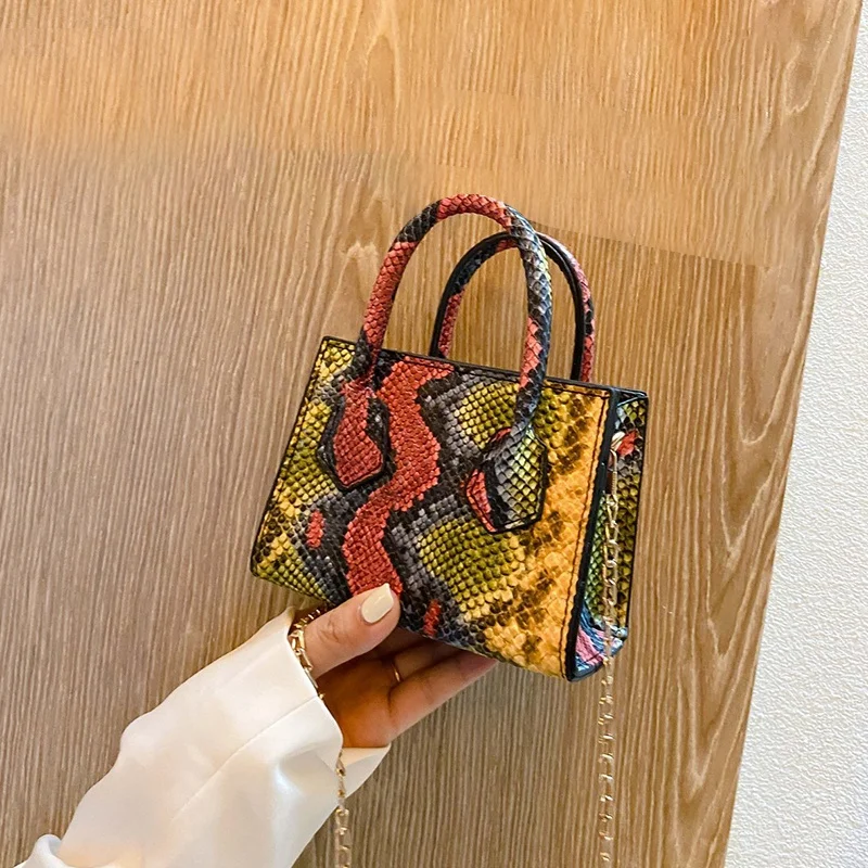 

Fashion Snakeskin Ladies One-Shoulder Handbag Handbag PU Mini Chain Messenger Bag Popular Female Daily Bag
