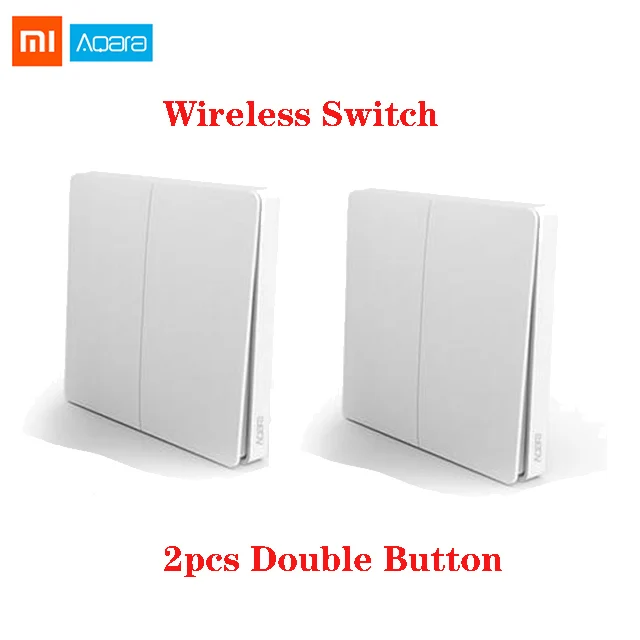 2pcs double switch Настенный выключатель Aqara, умный беспроводной пульт Zigbee, светильник с нулевой линией, переключатель с проводом, без нейтральной стены Zigbee, переключатель - Цвет: 2pcs double switch