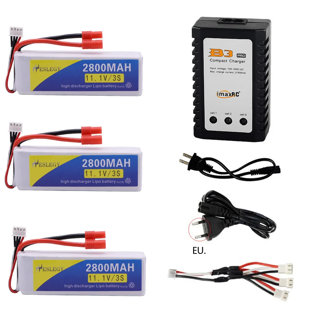 Обновленный литий-ионный аккумулятор 11,1 В 2800 мАч с зарядным устройством B3 для квадрокоптера BAYANGTOYS X16 X21 X22, запчасти 11,1 В 2200 мАч, 3S