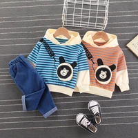 baby spring autumn clothing toddler baby boy clothes hooded tops long sleeve romper stripedlong jeans pants pocket outfits