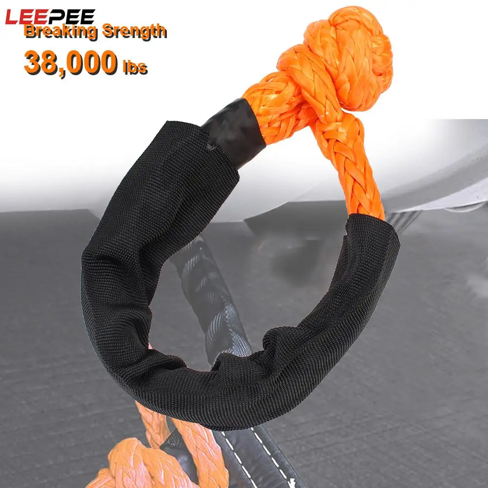 

Synthetic Fiber with Protective Sleeve 38000 lbs Soft Shackle Off Road Towing Ropes for Vehicle Recovery Car Trailer Pull Rope