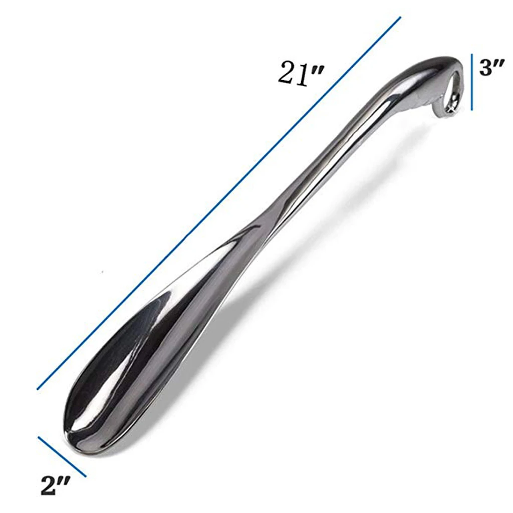 Easy To Reach 21' Shoe Horn Longer Fancy Hoop Handle Alloy Shoehorn
