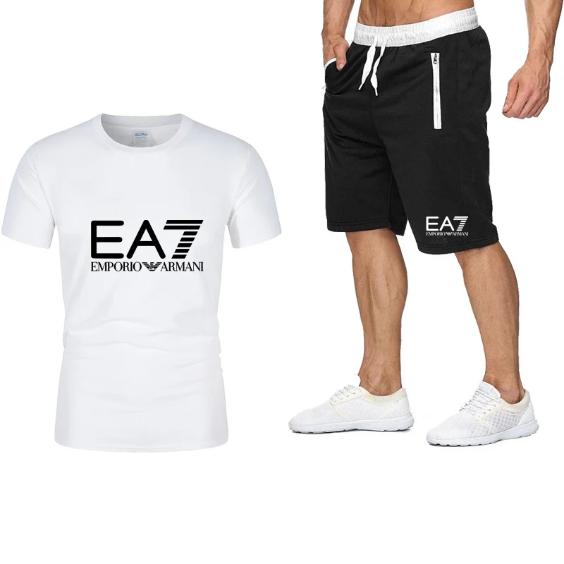 

2021 Hot-Selling Brand DEWALT Sports Men's T-Shirt + Shorts 2 Sets Of Sportswear For Running Fitness Clothes