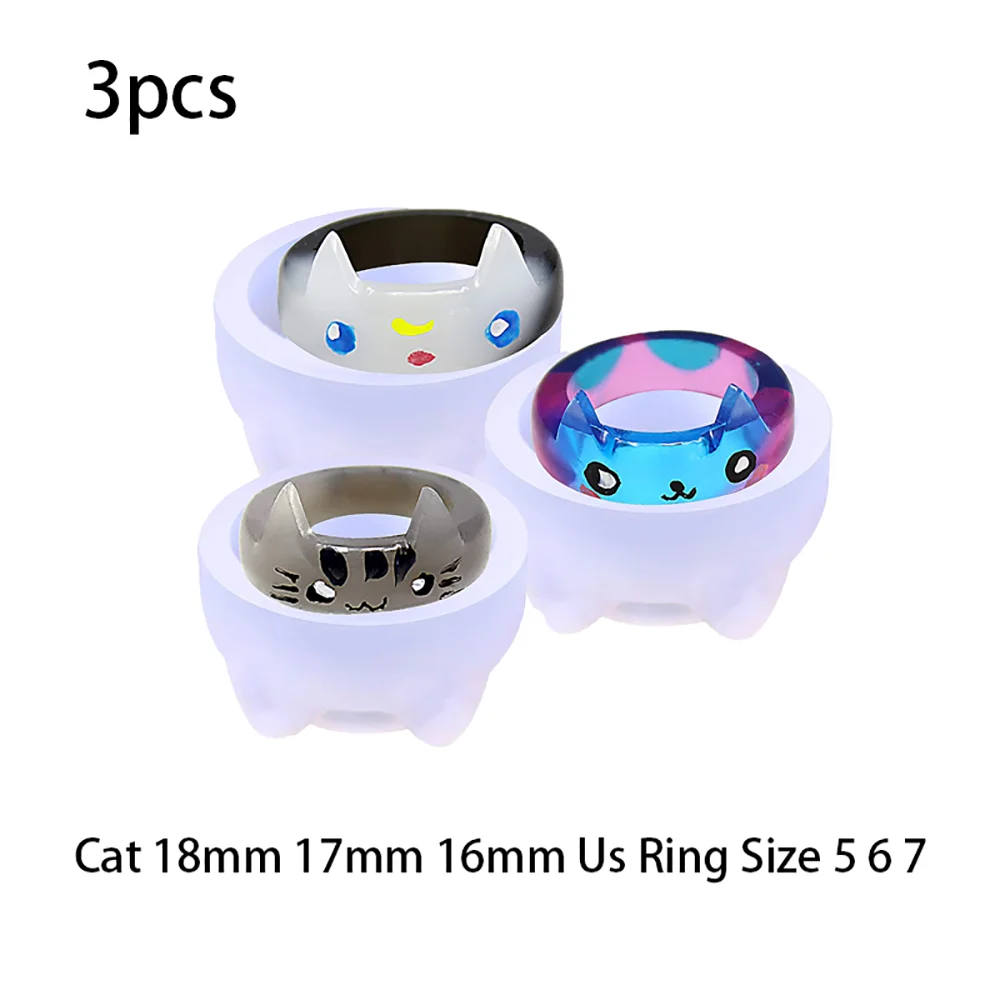 

3pcs 16/17/18mm Cat ear style ring glue silicone mold for jewelry ring Handmade Pendent Tool DIY Craft Epoxy Moul