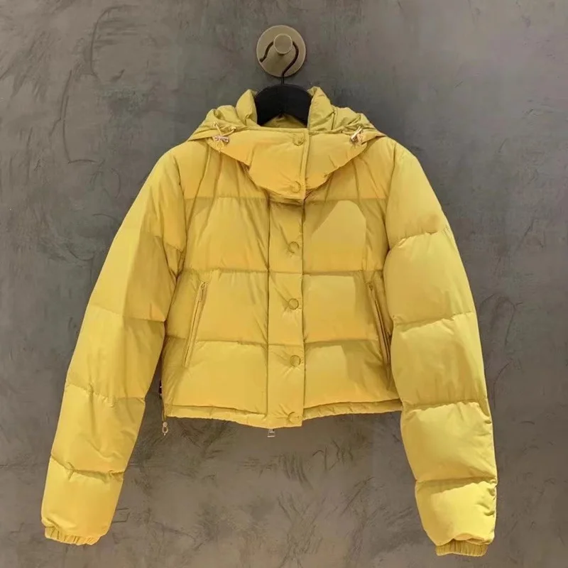 

Winter Women Down Coat Short Hats Detachable Puffer Jacket Female Parka