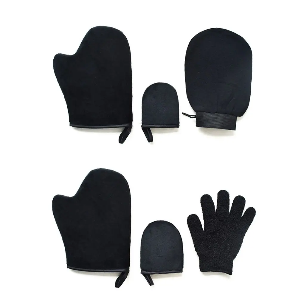 

3pcs Scrub Mitt Magic Peeling Glove Exfoliating Tan Removal Mitt Self Tanner Body Cleaning Cream Mousse Self Tan Applicator