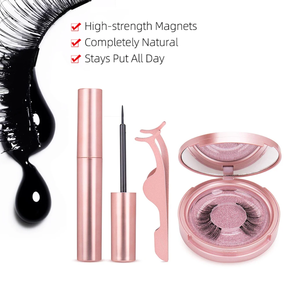1 пара магнитных накладных ресниц Жидкий Магнитный комплект подводки для глаз