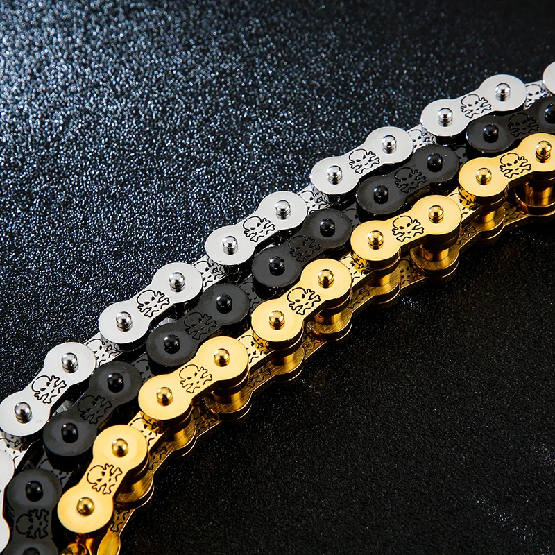 Высококачественная модная мужская черная Золотая цепь для двигателя велосипеда
