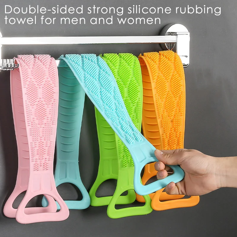 Силиконовый скраб для спины ванной душа мытья тела пояс щетка банное полотенце
