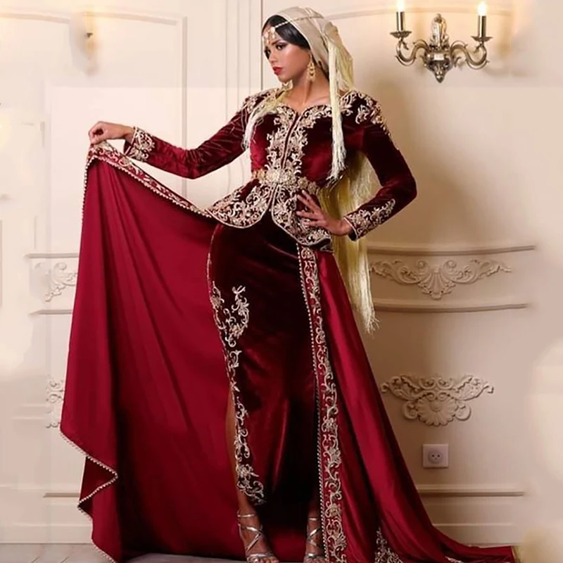 

Марокканское вечернее платье-Русалка Caftan, длинные бархатные платья для особых случаев, вечерние платья EV213
