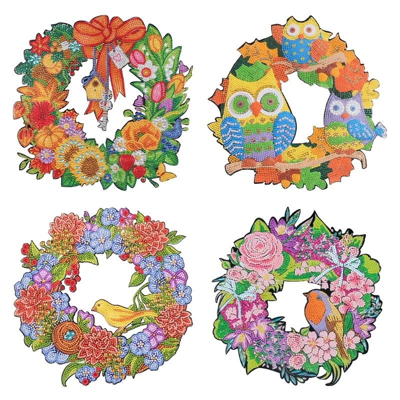 

DIY Diamond Painting Wreath Kit for Door Home Wall Decoration Special Shaped Drill Embroidery Cross Stitch
