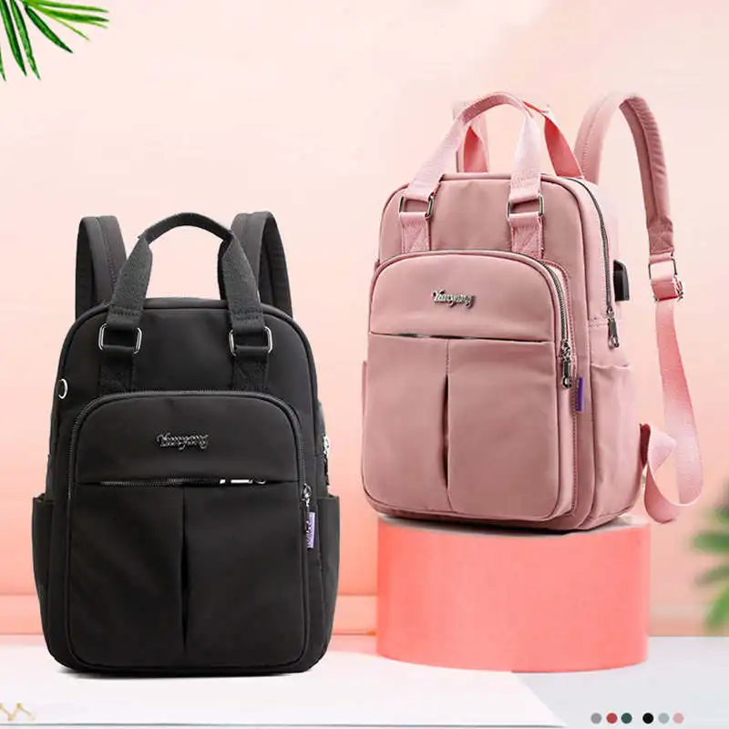 Solid Ladies Backpacks Large Capacity Multi-pocket Women Backpack Fashion Brand School Bag For Teeanger Girls 2021 | Багаж и сумки