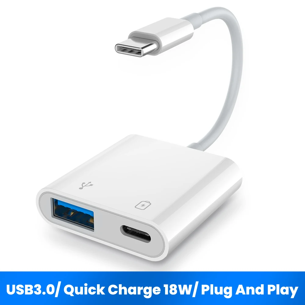 2 в 1 USB 3.0 Type C OTG адаптер 18 Вт DP QC Быстрая зарядка мобильный телефон внешний u диск