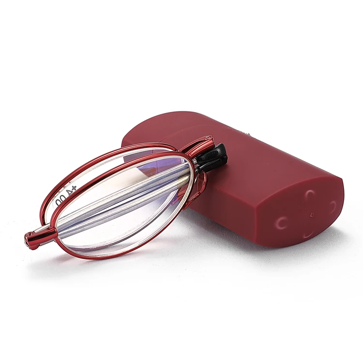 Складные очки для чтения с титановым сплавом мини-кошелек защитой от УФ