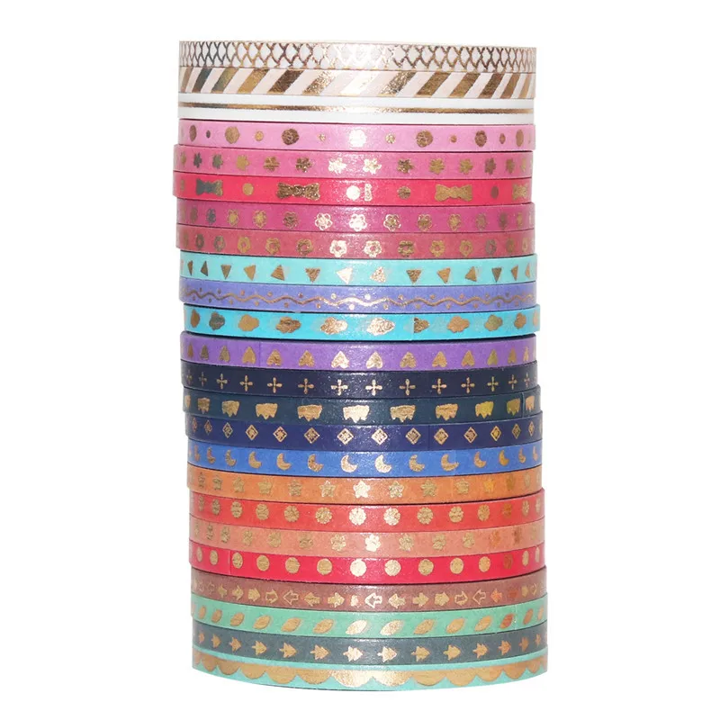 

24 Pcs/Set Foil Washi Tape Set Masking Tape Washitape Cinta Adhesiva Decorativa Whasi Decorative Fita Adesiva Papelaria Criativa