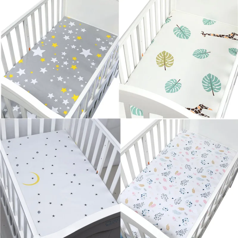 

130cm*70cm 100% Cotton crib fitted sheets soft baby bed mattress covers print Newborn toddler bedding set kids mini cot sheet