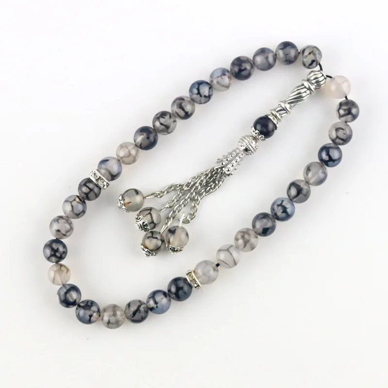 Новый агат натуральный камень 8 мм 33 бусины исламское мусульманское поклонение