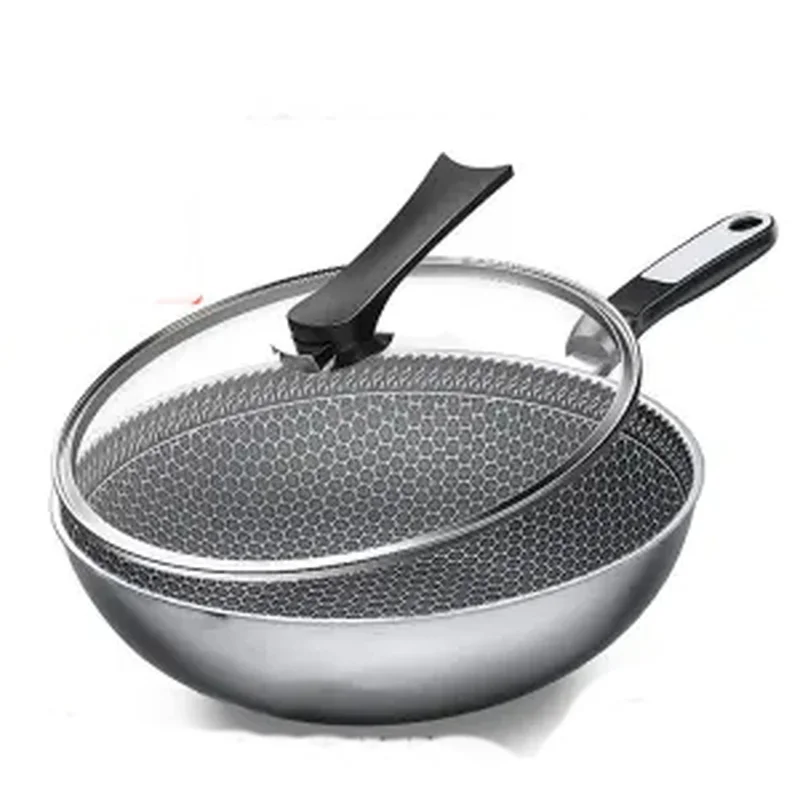

Stainless Steel Wok Wok Non-stick Pan Household Wok Pan Plus Size Induction Cooker Gas Universal Cast Iron Pots and Pans Frying
