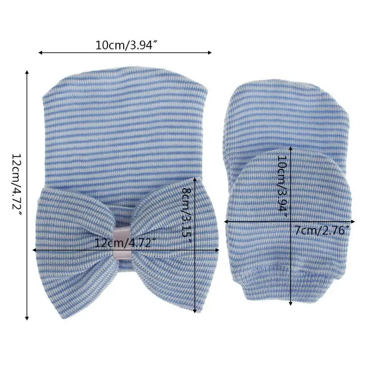 

Free Shipping 2Pcs Baby Anti Scratching Gloves Big Bow Hat Set Protection Scratch Mittens Warmer Cap Kits Infant Newborn Supply